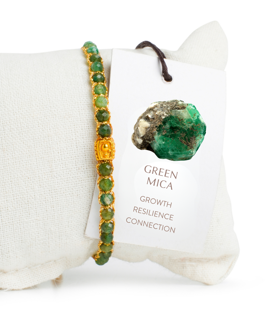 Green Mica Bracelet | Gold