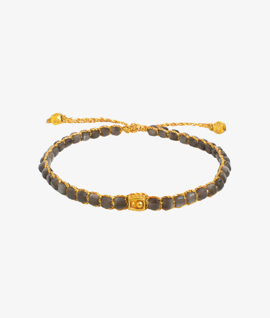 Silver Obsidian Bracelet | Gold