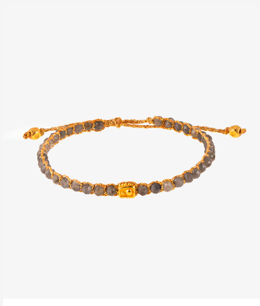 Dark Labradorite Bracelet | Gold