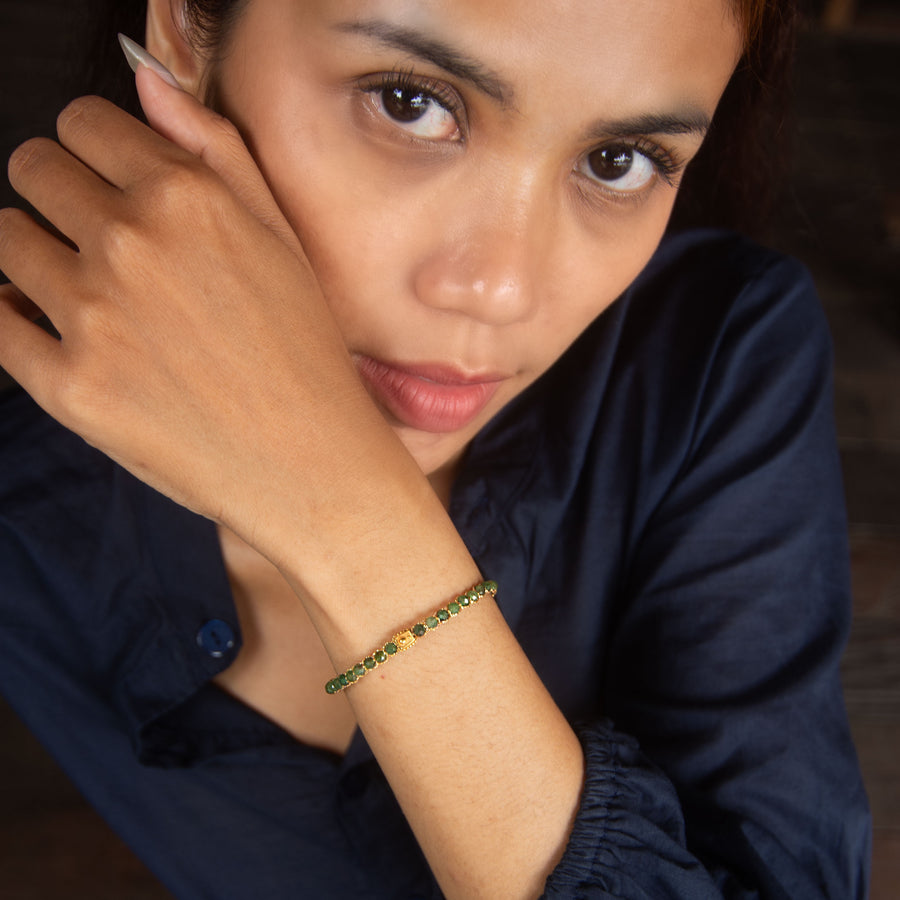 Green Mica Bracelet | Gold