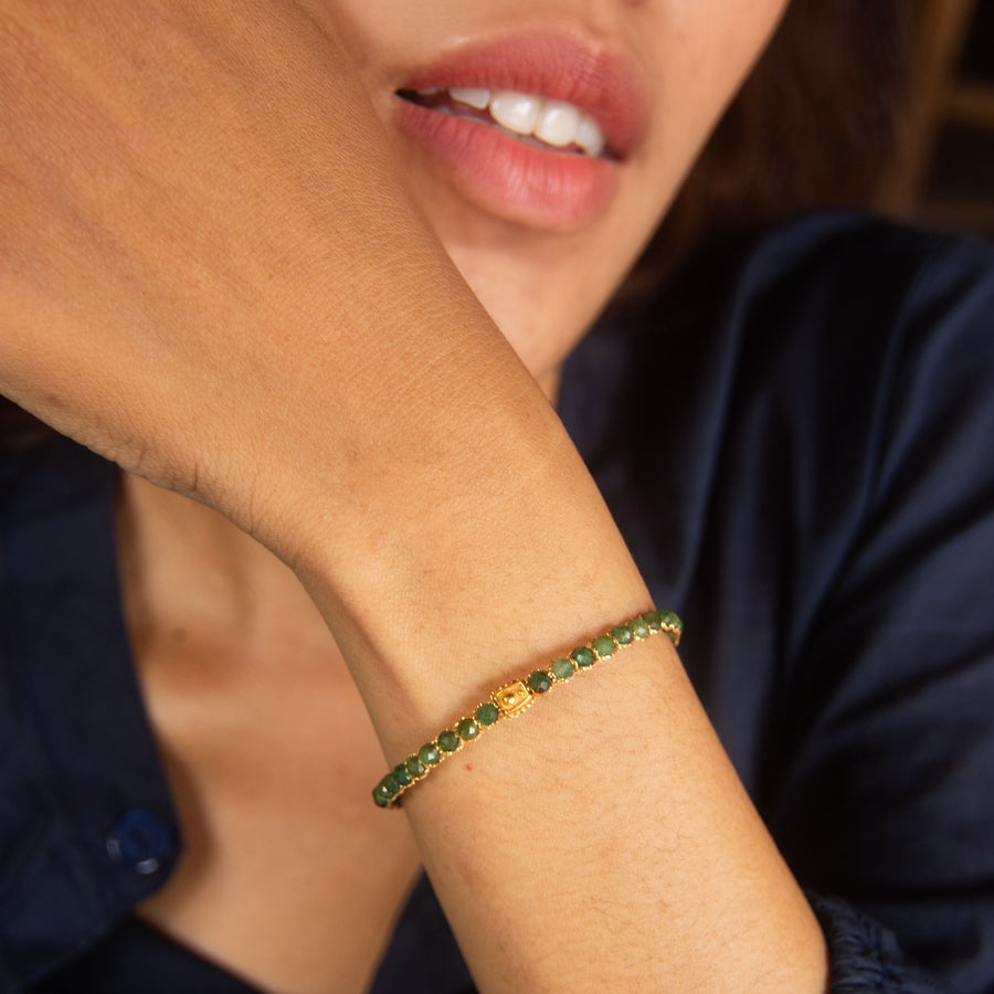 Green Mica Bracelet | Gold