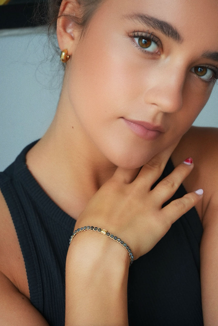 Dark Labradorite Bracelet | Gold
