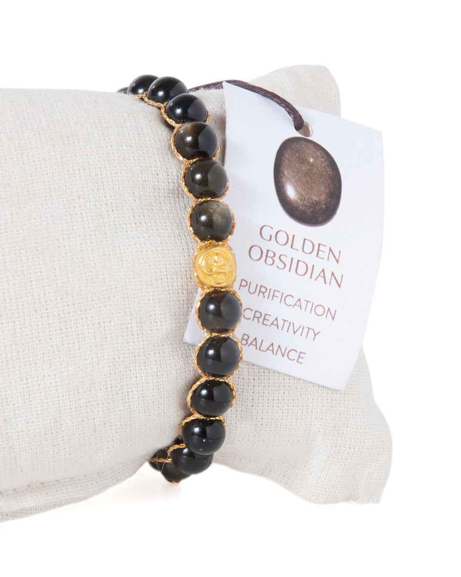 Golden Obsidian 6mm Bracelet | Gold - Samapura Jewelry