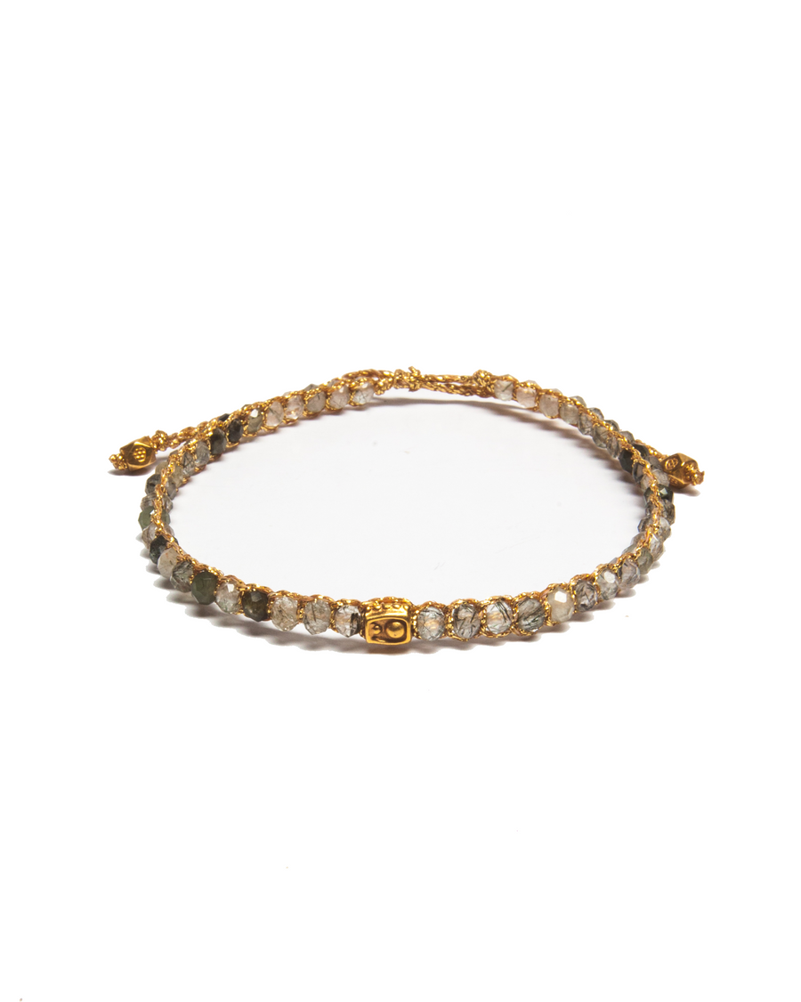 Black Rutilated Quartz Bracelet | Gold