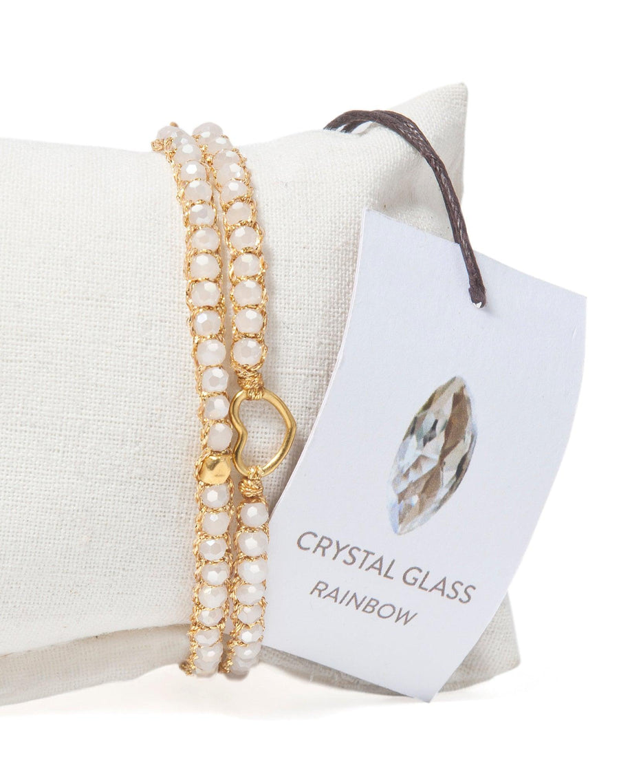 Crystal Glass Kids Heart Bracelet | Gold - Samapura Jewelry