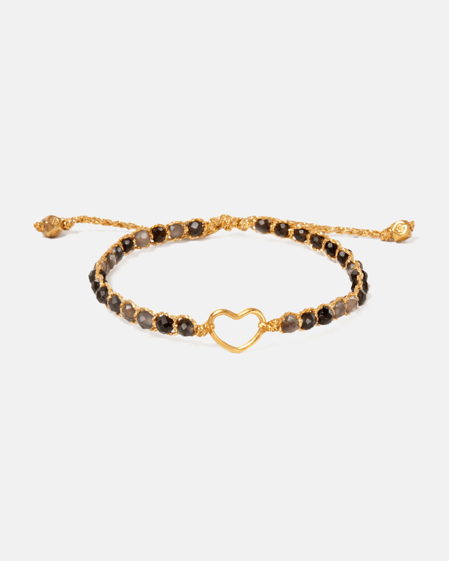 Dark Labradorite Heart Kids Bracelet | Gold