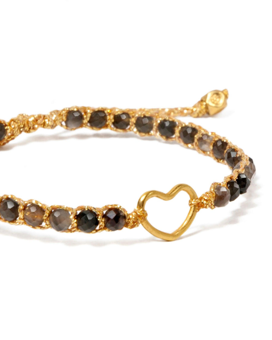 Dark Labradorite Heart Kids Bracelet | Gold