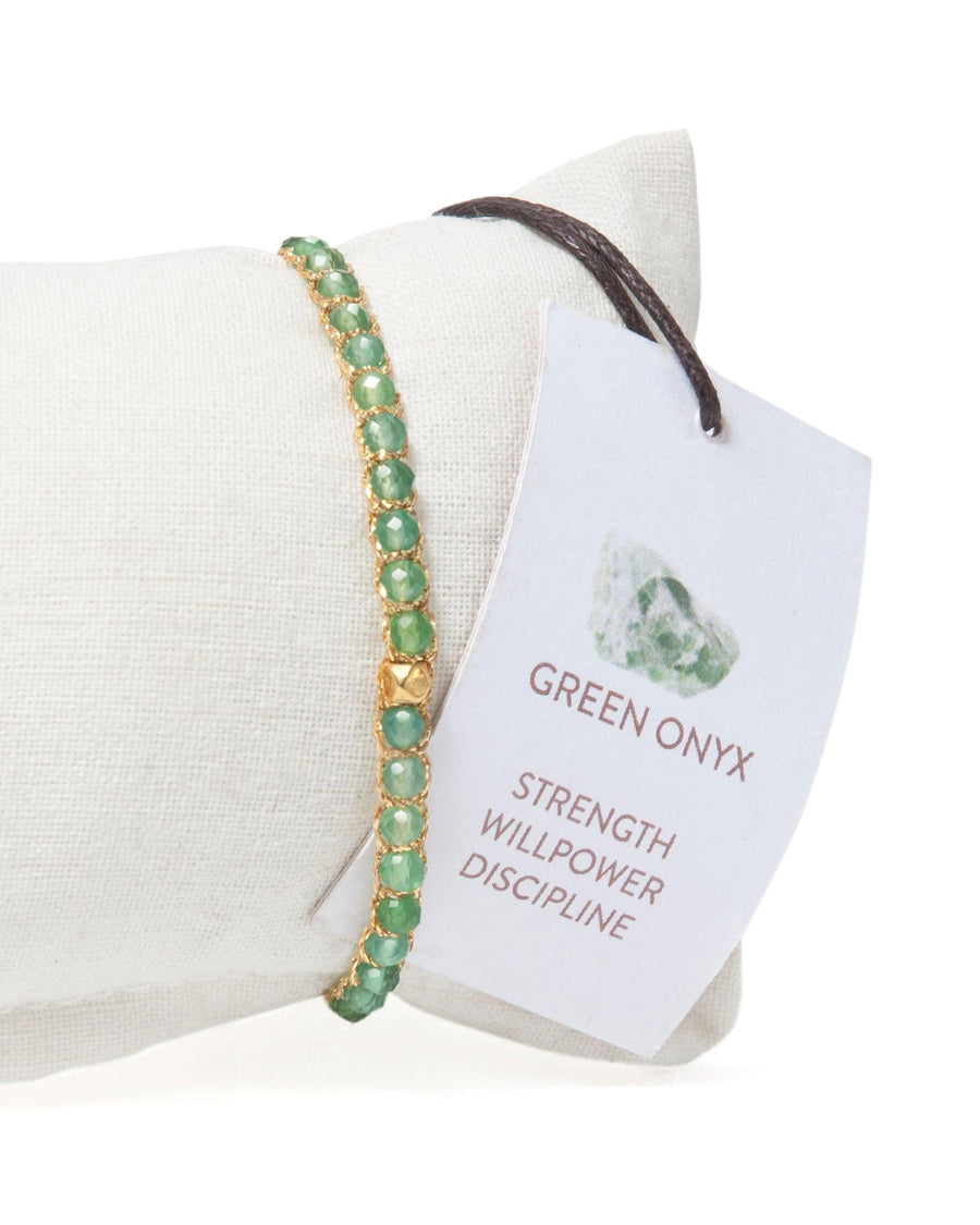Green Onyx Nugget Kids Bracelet | Gold - Samapura Jewelry