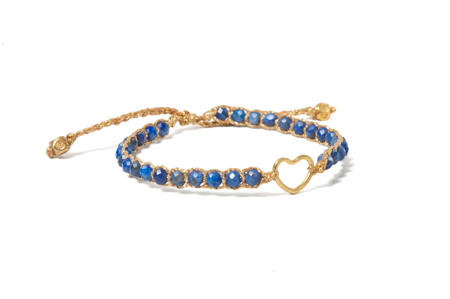 Lapis Lazuli Heart Kids Bracelet | Gold - Samapura Jewelry