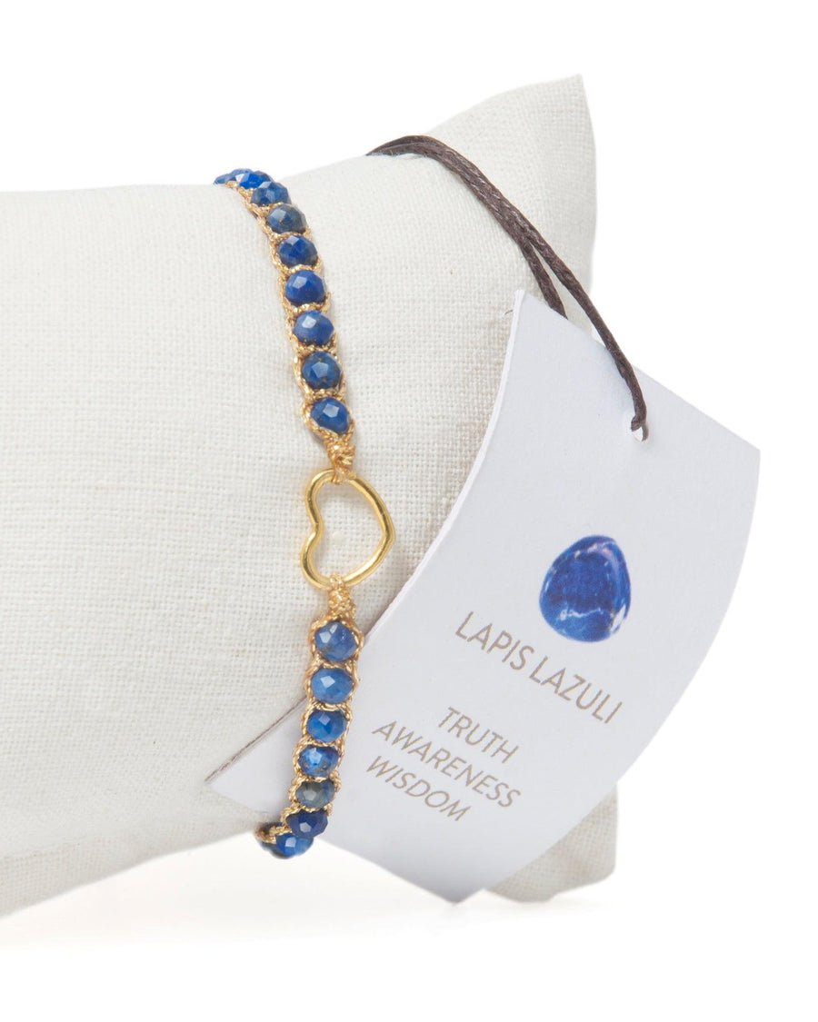 Lapis Lazuli Heart Kids Bracelet | Gold
