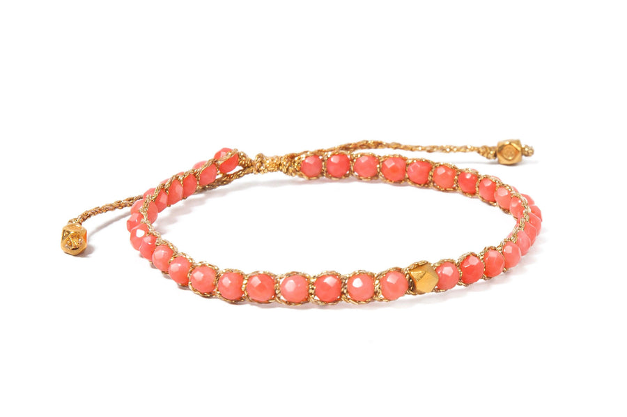 Pink Coral Nugget Kids Bracelet | Gold - Samapura Jewelry