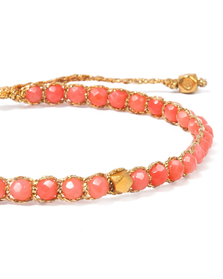 Pink Coral  Nugget Kids Bracelet | Gold