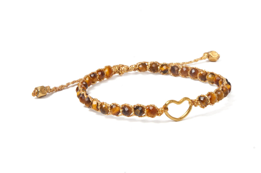 Tiger Eye Kids Bracelet Heart | Gold - Samapura Jewelry