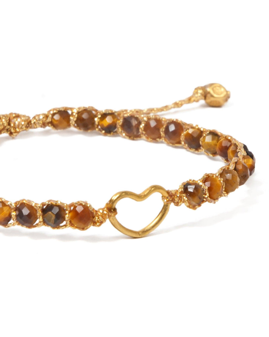 Tiger Eye Kids Bracelet Heart | Gold - Samapura Jewelry