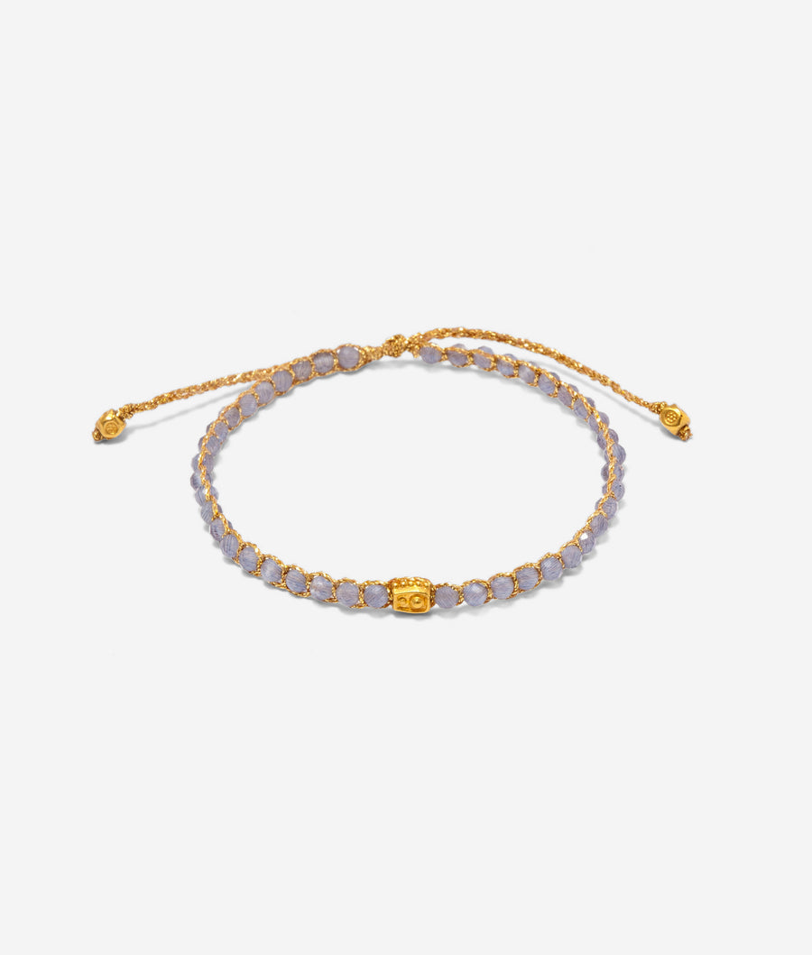 Gelang Emas Lavender Amethyst dari Zambia | Benang Emas