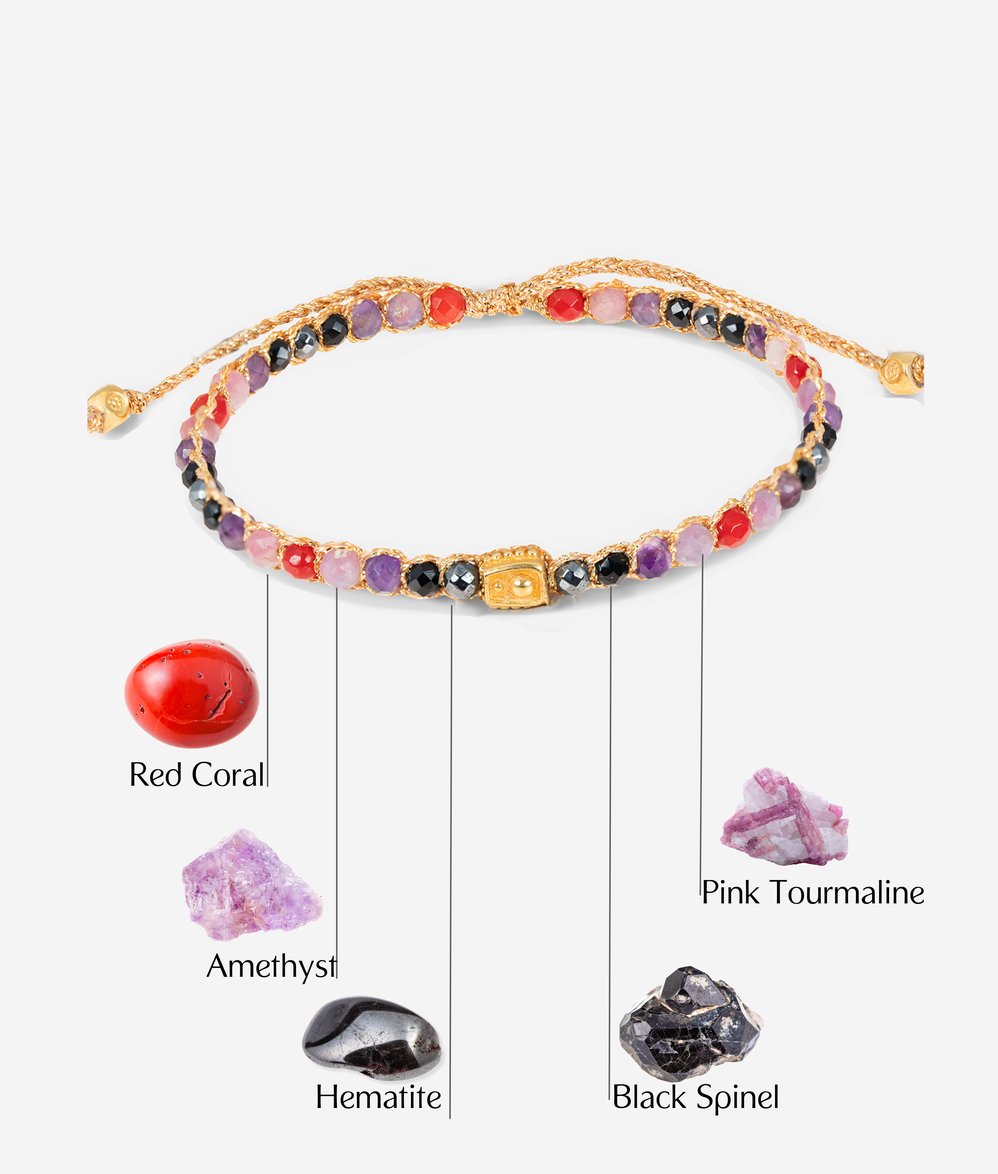 Exclusive Gelang 7 CHAKRA MOONSTONE | SILVER Yarn | Gelang batu