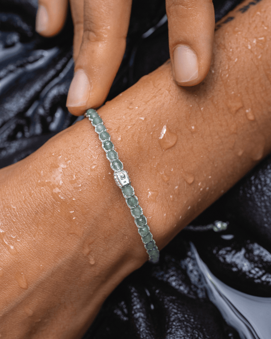 Green Jade Bracelet | Silver - Samapura Jewelry