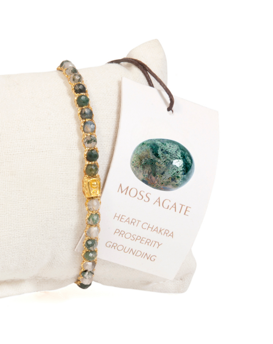 Moss Agate Bracelet | Gold