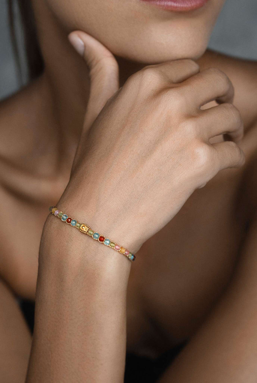 Gelang Lepidolite | Benang Emas