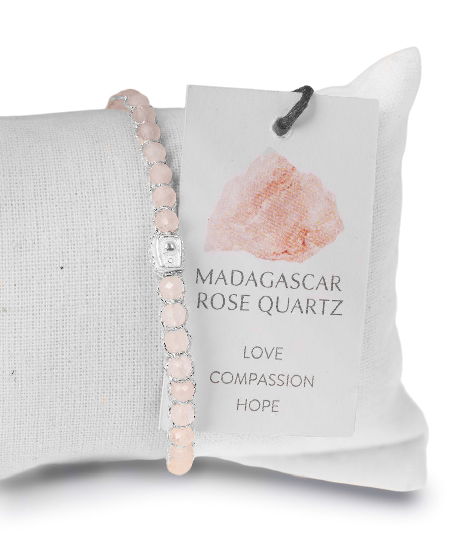 Gelang Kuarsa Mawar (Rose Quartz) | Benang Perak