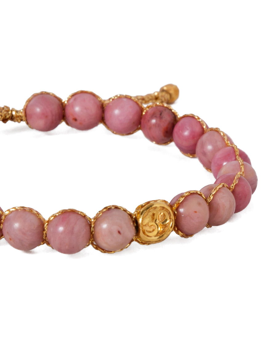 Rhodonite 6mm Gold Bracelet | Rhodonite Bracelet | Women's Everyday ...