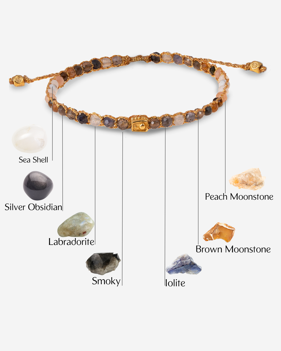 Gelang Lepidolite | Benang Emas