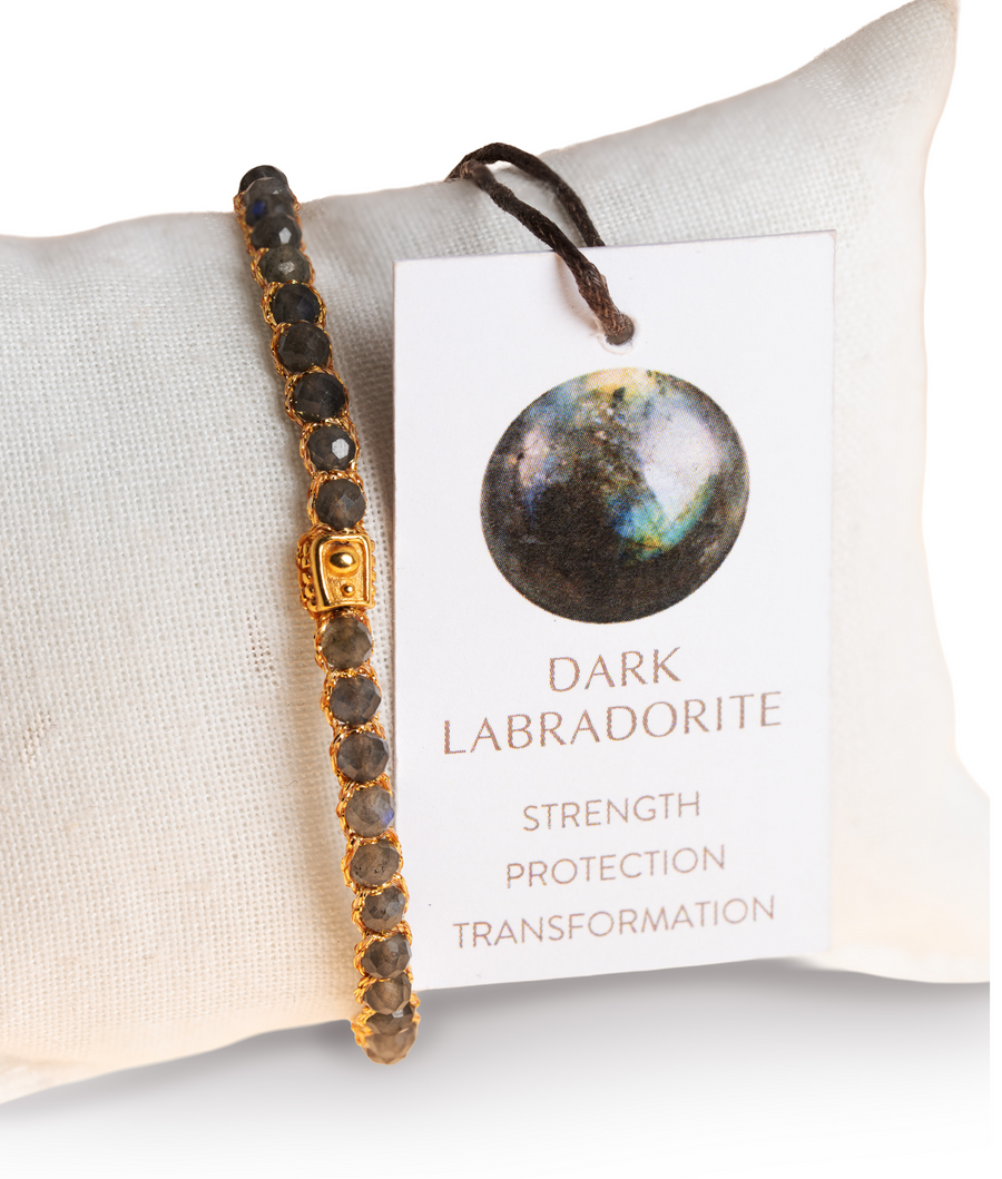 Dark Labradorite Bracelet | Gold