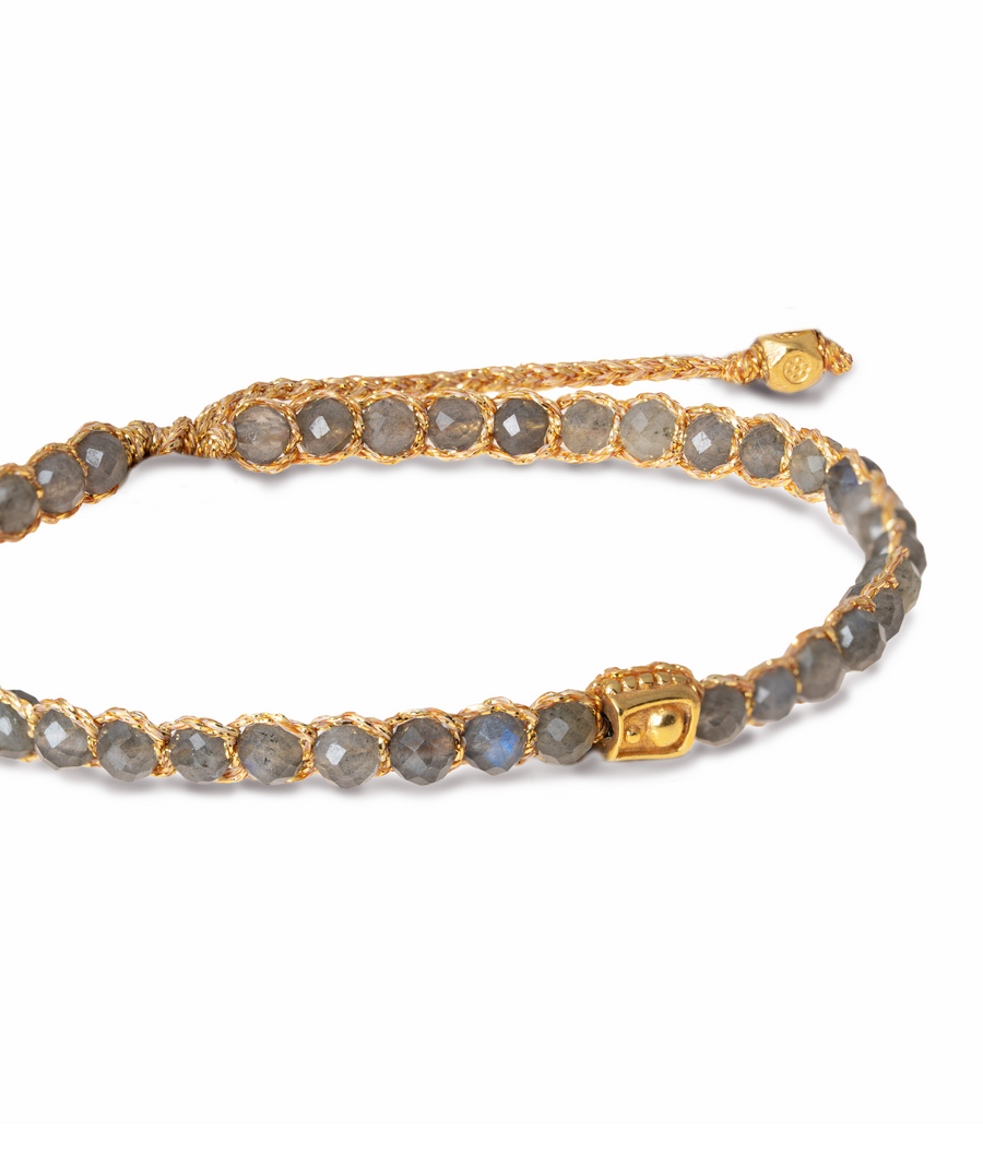 Dark Labradorite Bracelet | Gold