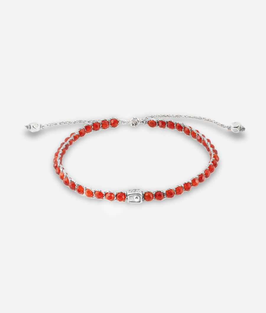 Gelang Carnelian Gelap 3mm | Benang Emas
