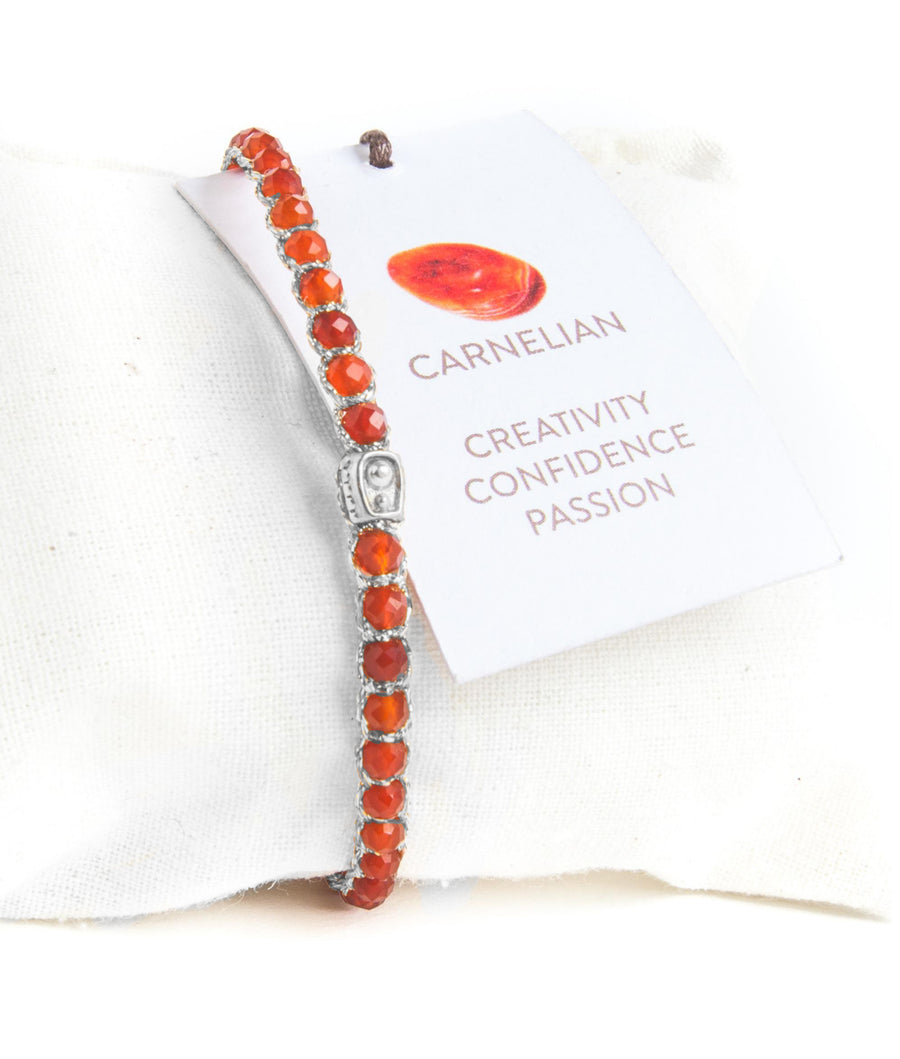 Gelang Carnelian Gelap 3mm | Benang Emas