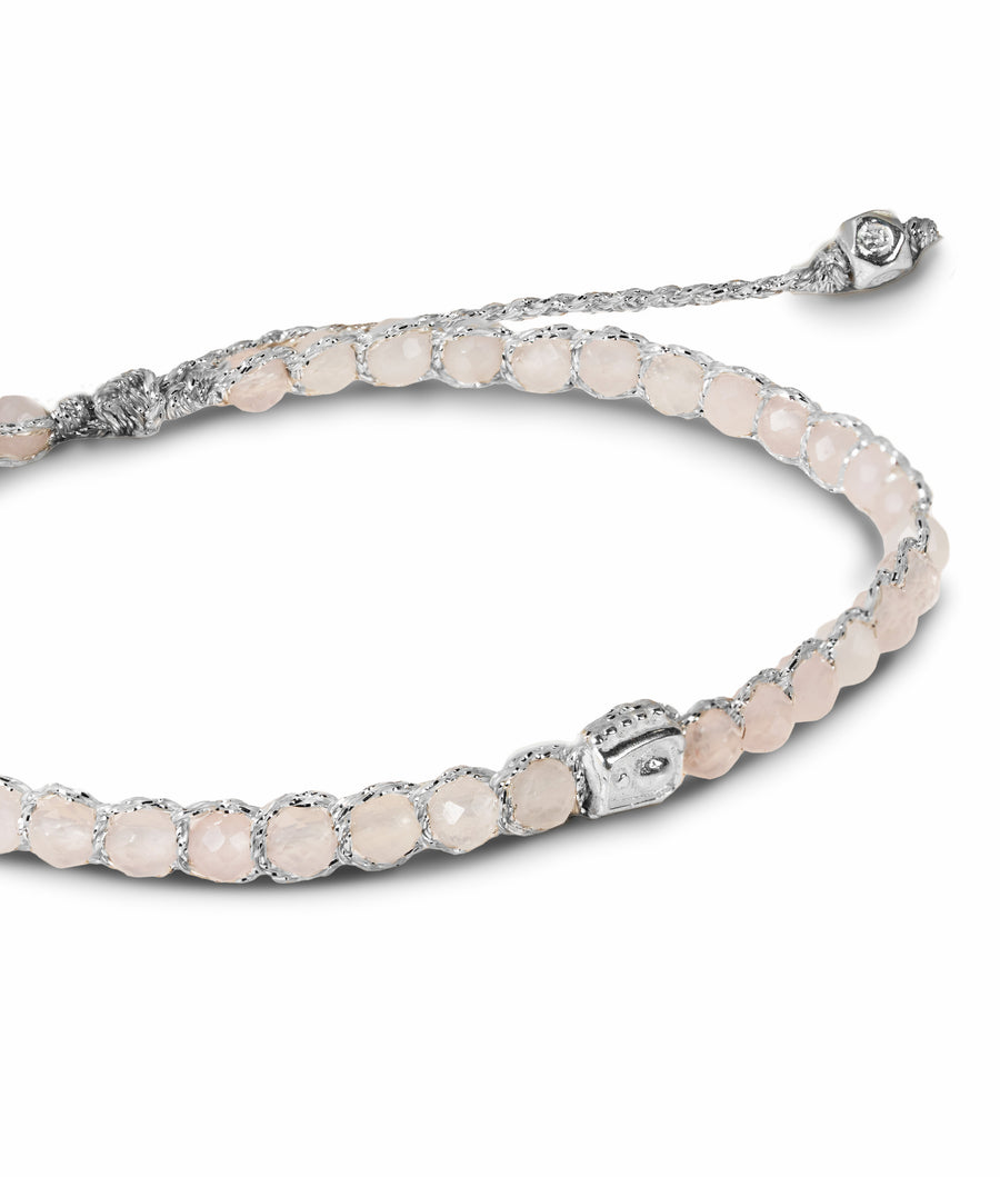Gelang Kuarsa Mawar (Rose Quartz) | Benang Perak