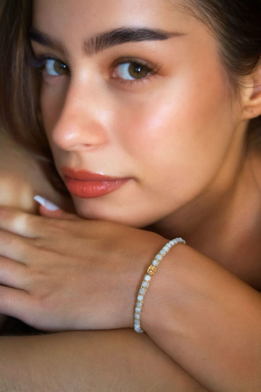 Green Apple Jade Bracelet | Gold