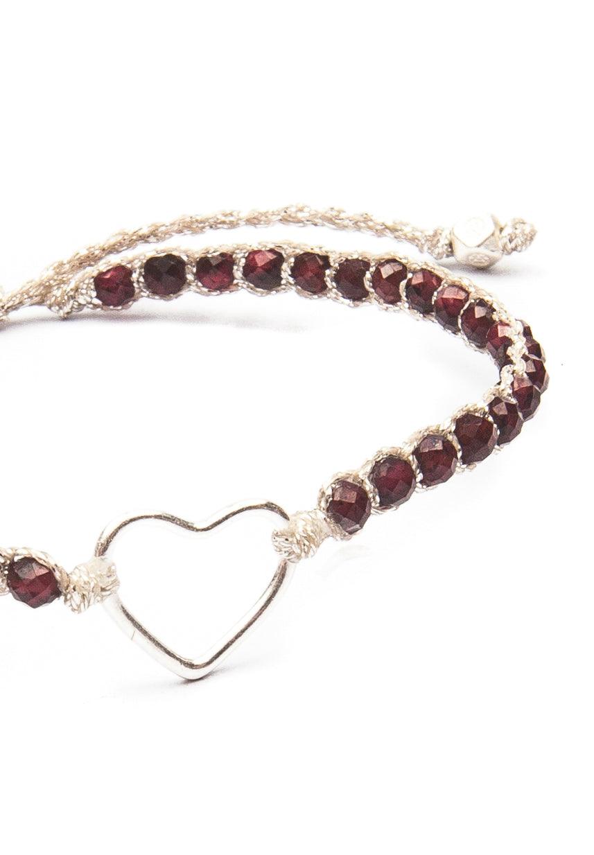 Ruby Heart Bracelet | Silver - Samapura Jewelry