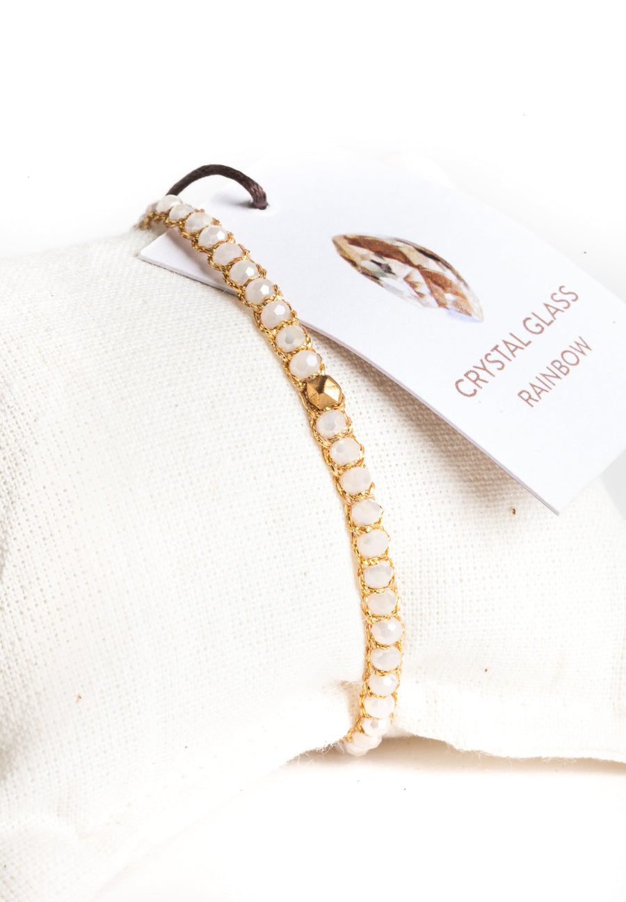 Crystal Rainbow Nugget Bracelet | Gold - Samapura Jewelry
