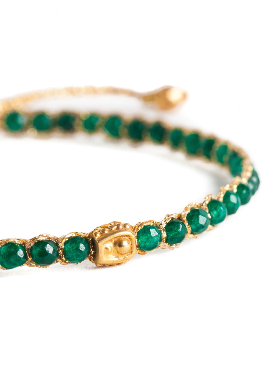 Green Emerald Agate Bracelet | Gold