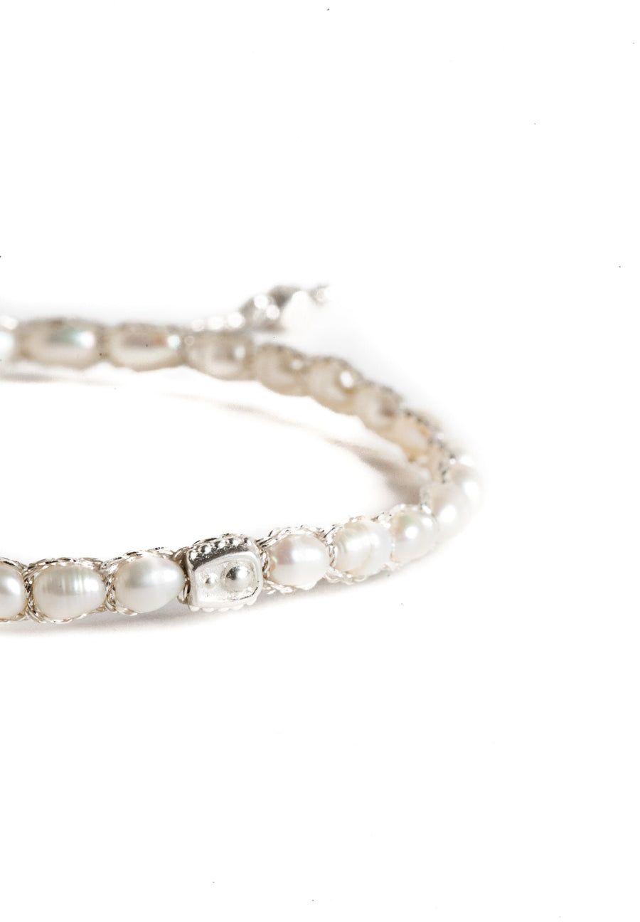 Pearl Oval Bracelet | Silver