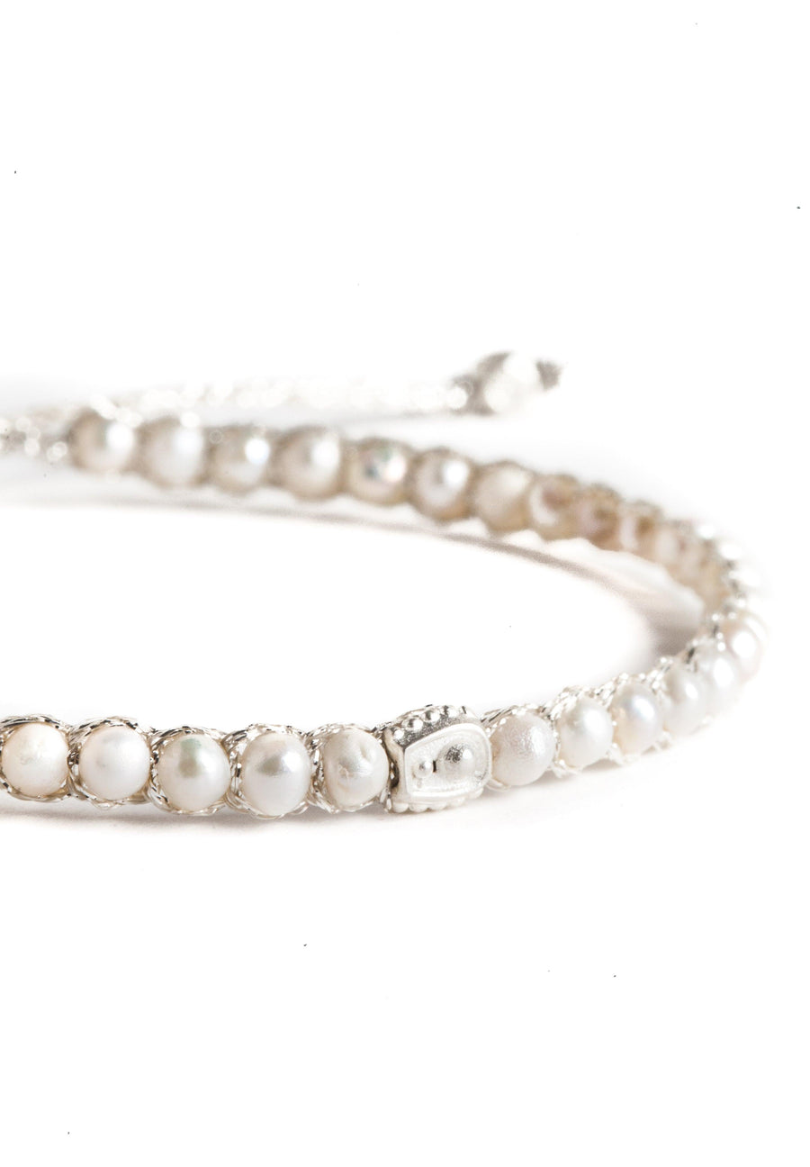 Fresh Water Pearl Round Bracelet | Silver - Samapura Jewelry