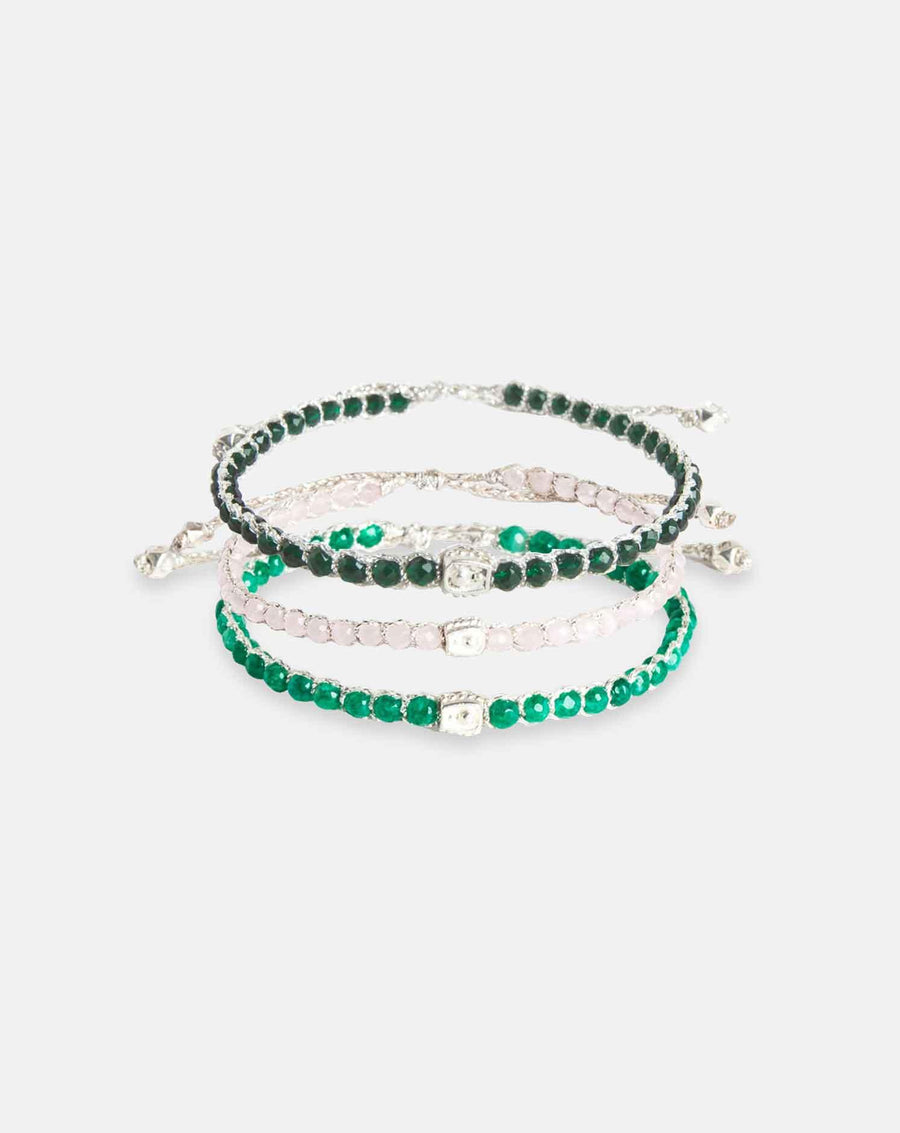 Heart Chakra Stack Bracelets | Silver - Samapura Jewelry