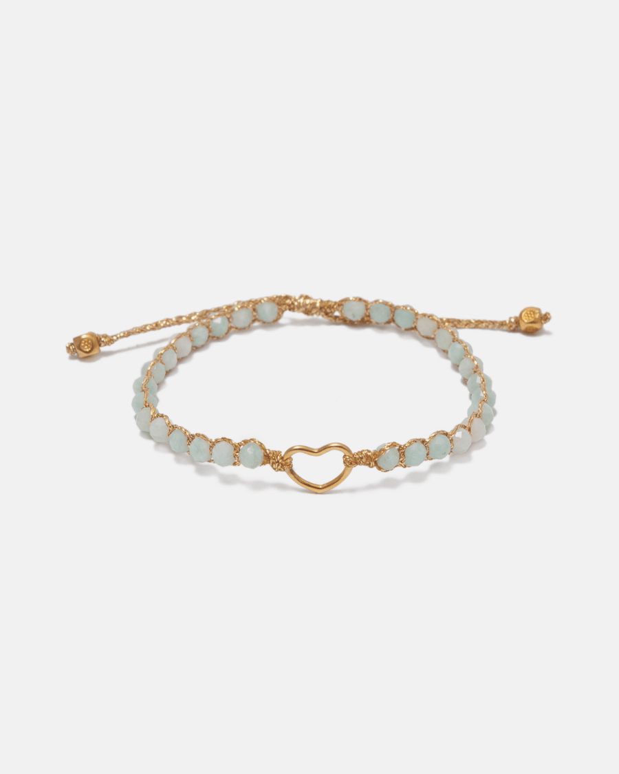 Amazonite Heart Kids Bracelet | GOLD - Samapura Jewelry