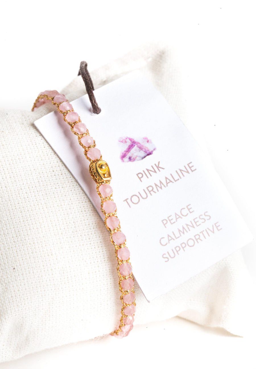 Pink Tourmaline Bracelet from Mozambique | Gold