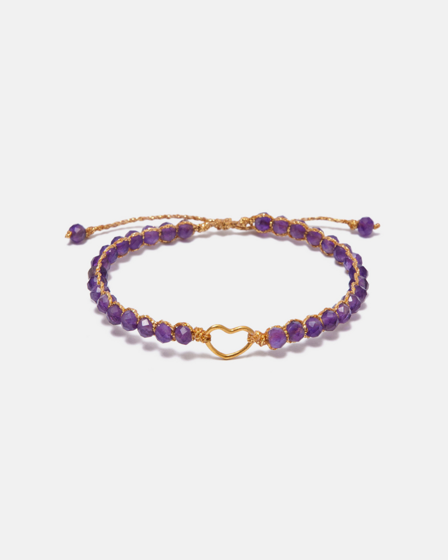 Gelang Anak Berbentuk Hati Amethyst | Emas