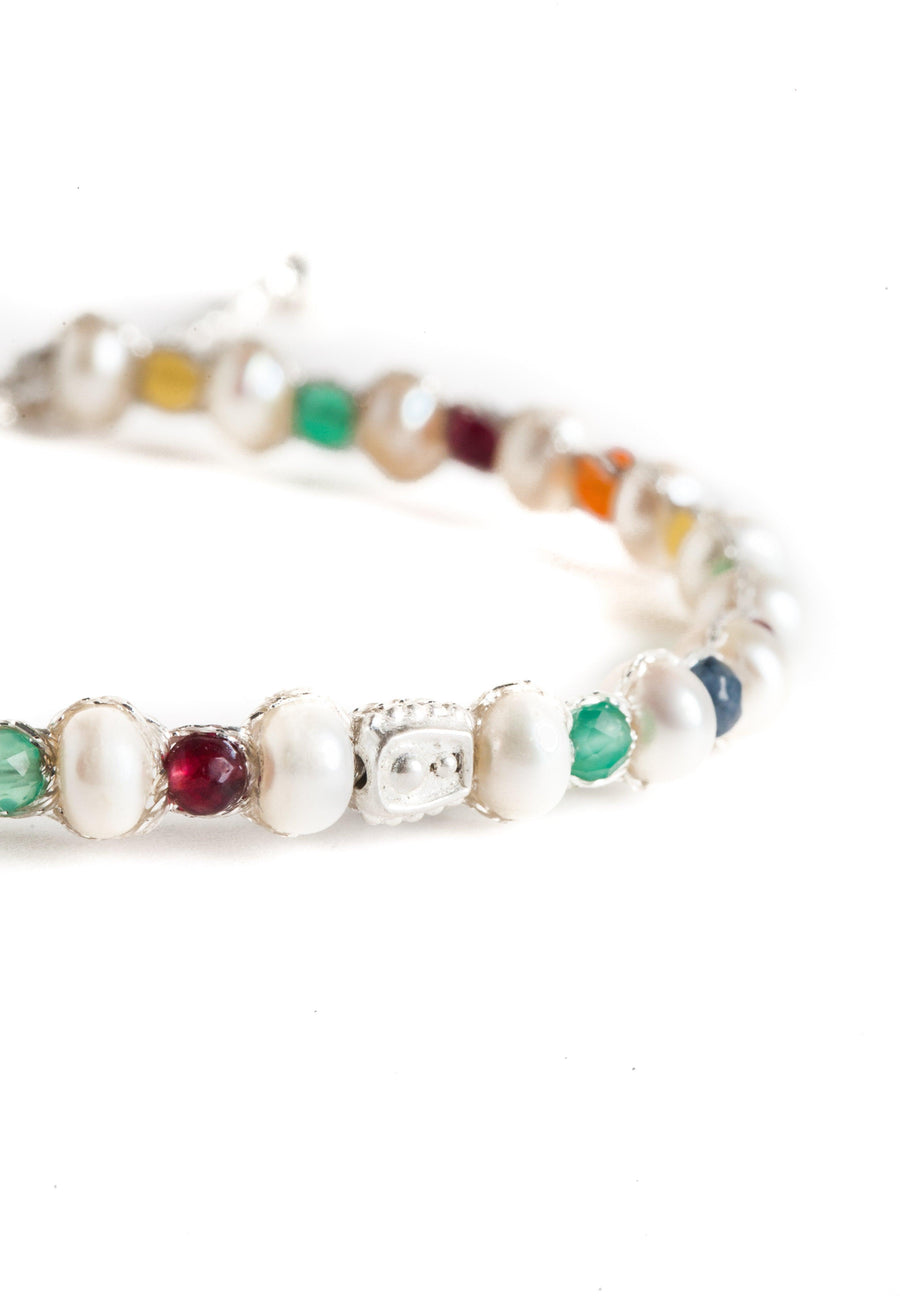 Pearl & Gemstone Bracelet | Silver