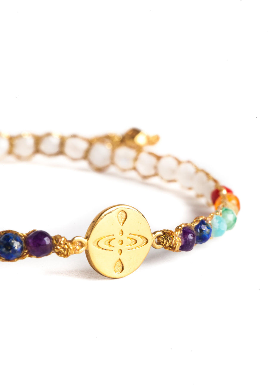 Mindfulness 7 Chakras Moonstone Bracelet | Gold - Samapura Jewelry