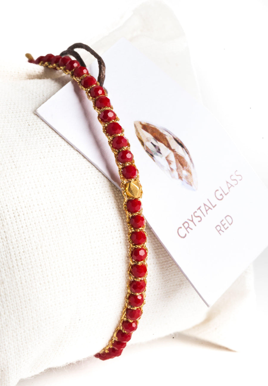 Crystal Red Nugget Bracelet | Gold - Samapura Jewelry