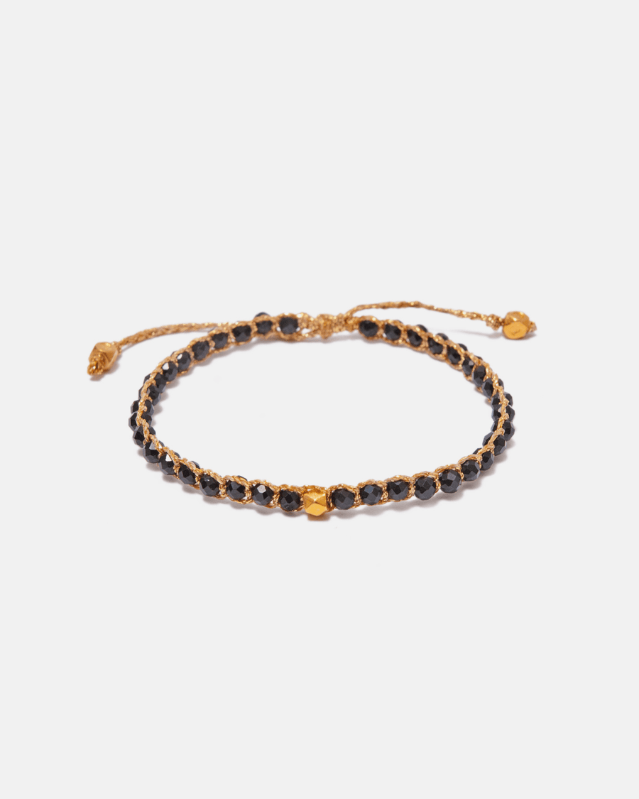 Black Spinel Nugget Kids Bracelet | Gold - Samapura Jewelry