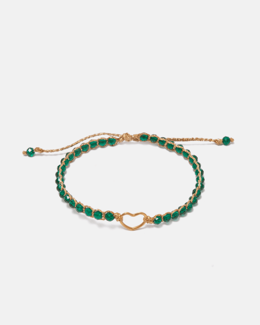 Green Spinel Heart Kids Bracelet | Gold - Samapura Jewelry