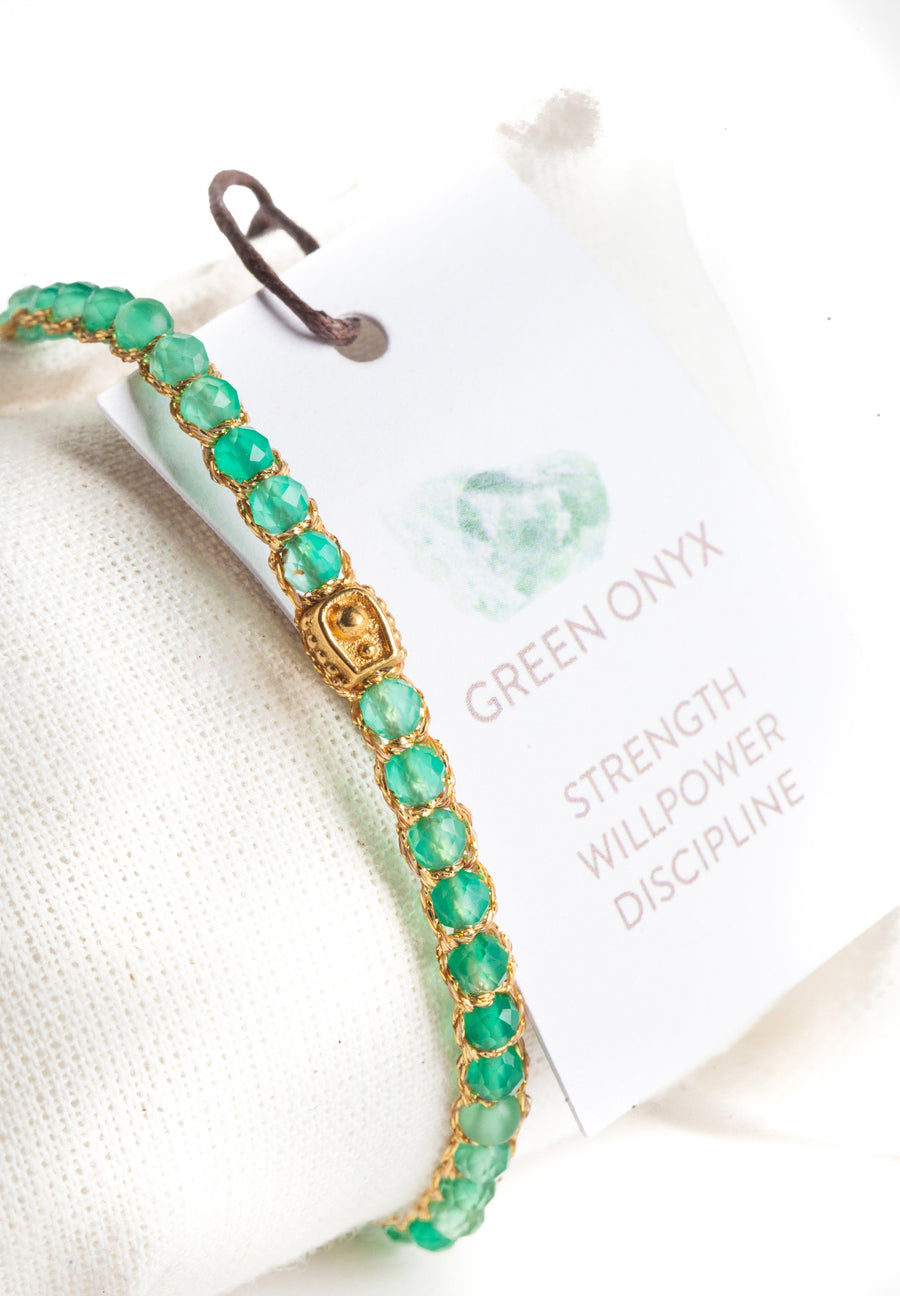 Green Onyx Bracelet | Gold - Samapura Jewelry