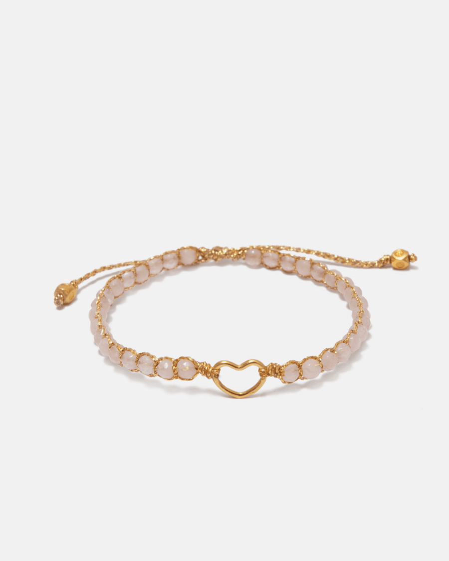Rose Quartz Heart Kids Bracelet | Gold