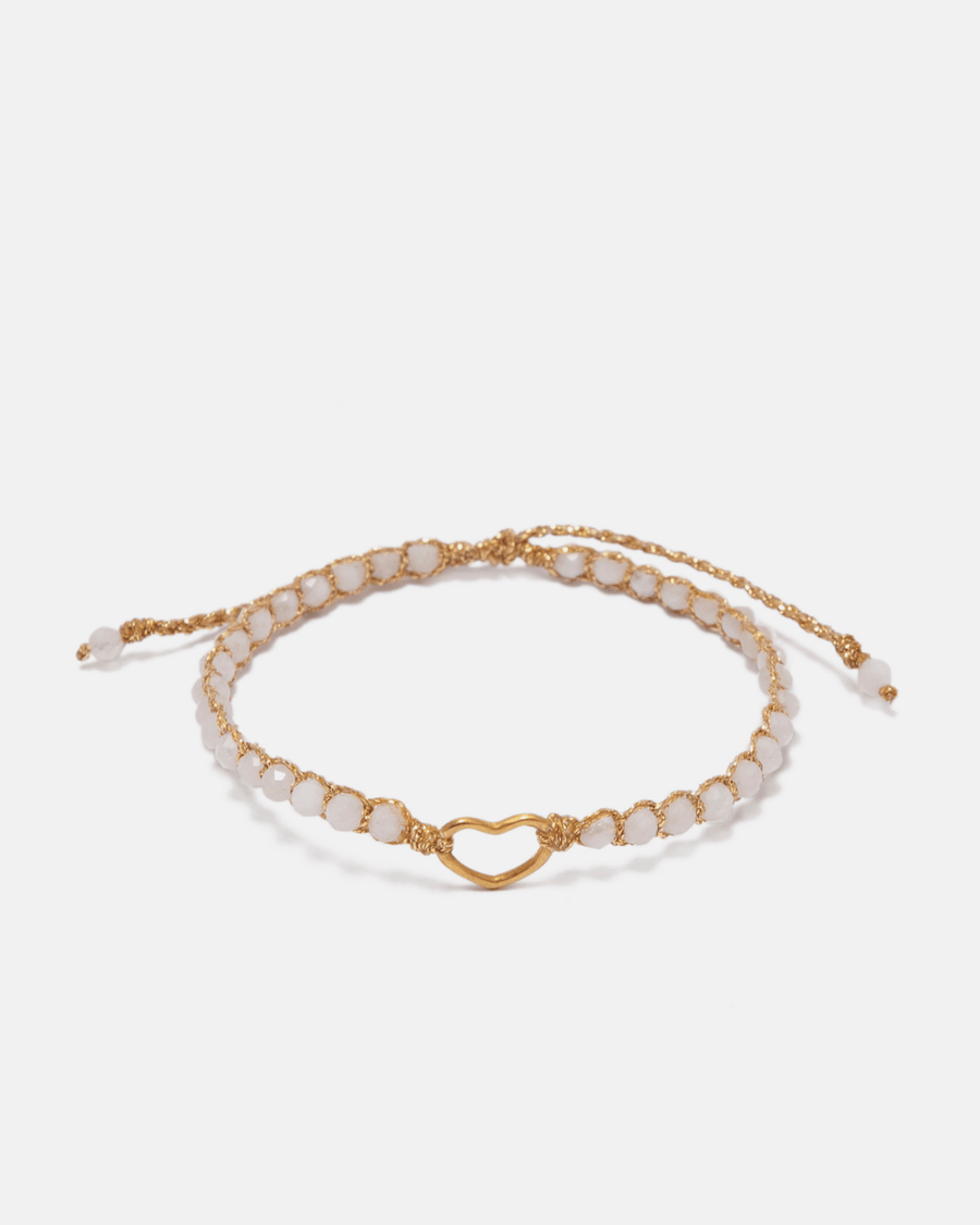 Moonstone Kids Heart Bracelet | Gold - Samapura Jewelry