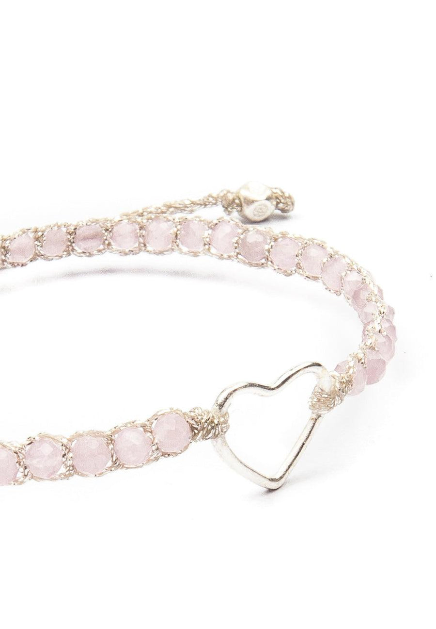 Pink Tourmaline Mozambique Heart Bracelet | Silver - Samapura Jewelry